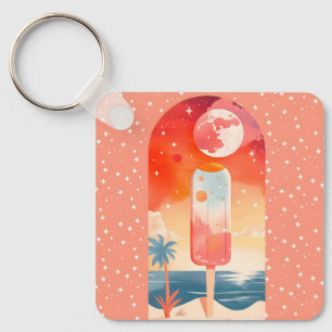 Starry Summer Tropical Night Keychain