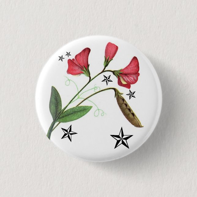 Starry sweetpea 1 inch round button (Front)