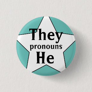 Starry They He Pronouns 1 Inch Round Button