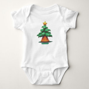 Starry Tree: Art Deco Christmas Design for a Lovel Baby Bodysuit
