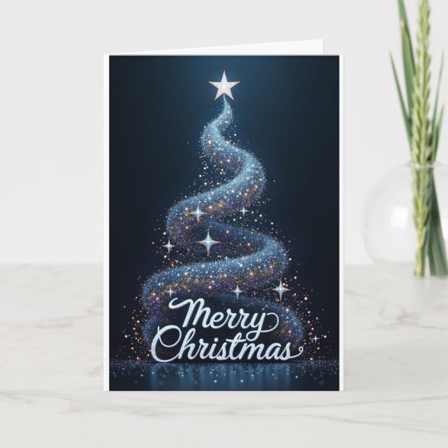 Starry Tree – Merry Christmas Sparkle Card (Front)
