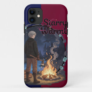 Starry Warmth - Lumberjack Anime Boy by Campfire iPhone 11 Case