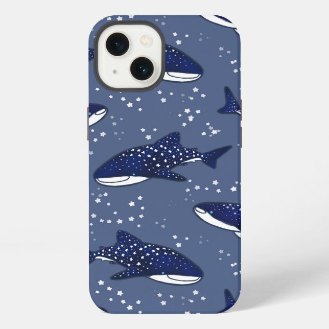 Starry Whale Shark (Dark) iPhone Case (Back)