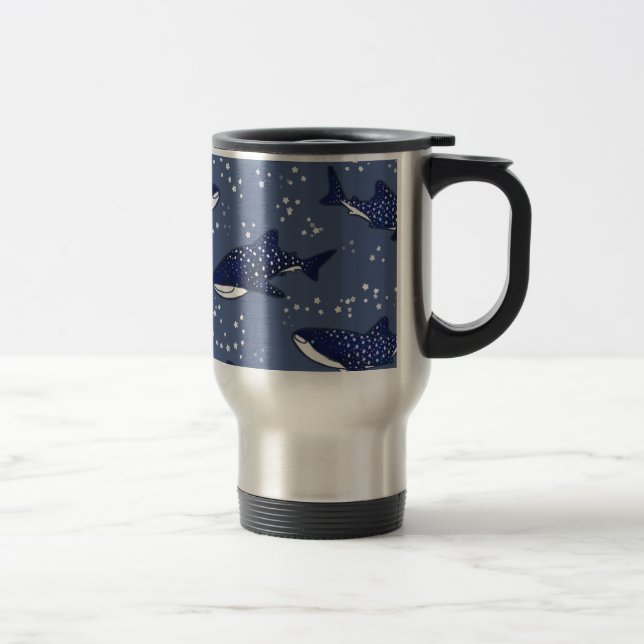 Starry Whale Shark (Dark) Travel Mug (Right)