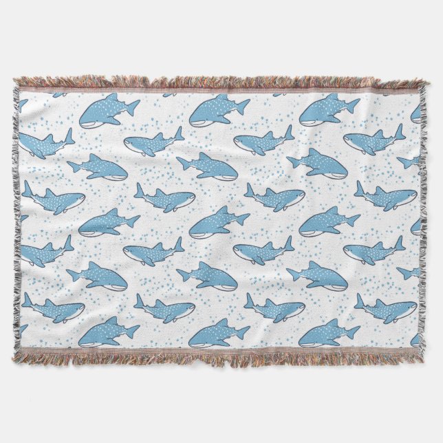 Starry Whale Shark (Light) Throw Blanket (Front)