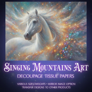 Starry White Horse Fantasy Craft Decoupage Tissue Paper