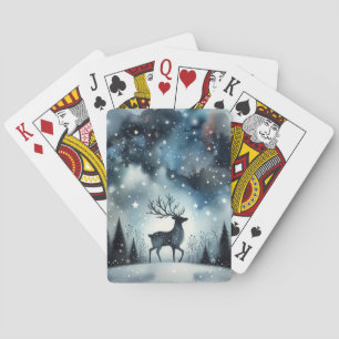 Starry Winter Night Deer  Playing Cards