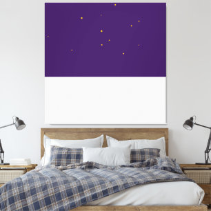 Starry Winter Night Royal Purple White Colour Bloc Canvas Print