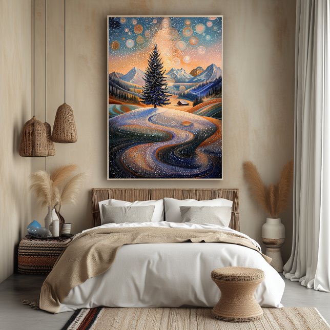 Starry Winter Tree in Pointillist Style Poster (Creator Uploaded)