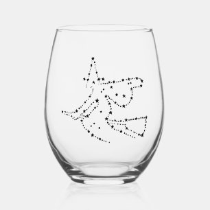 Starry Witch Outline   Elegant Black Stemless Wine Glass