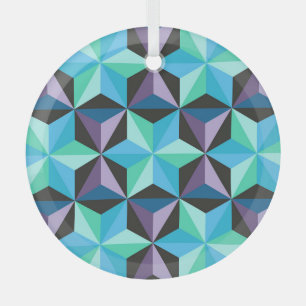 Stars Abstract Geometric Patchwork Glass Ornament