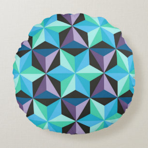 Stars Abstract Geometric Patchwork Round Pillow