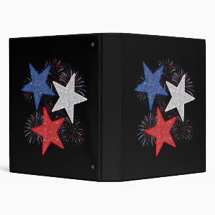 Stars American Flag Fireworks 4th Of July Independ Binder