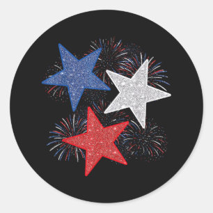 Stars American Flag Fireworks 4th Of July Independ Classic Round Sticker