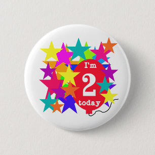 Stars and Balloon 2nd Birthday T-shirts and Gifts 2 Inch Round Button