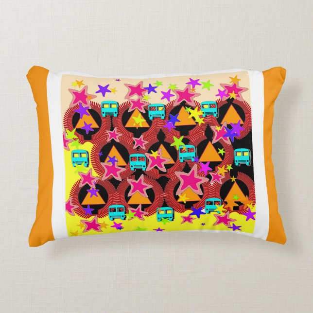 Stars And Buses Accent Pillow (Front)