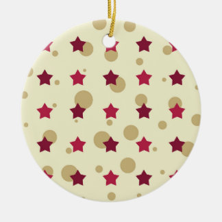 Stars And Circles Gold And Cranberry Ceramic Ornament