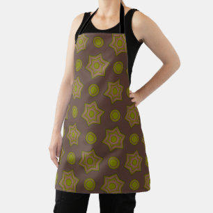 Stars and circles in brown and green apron
