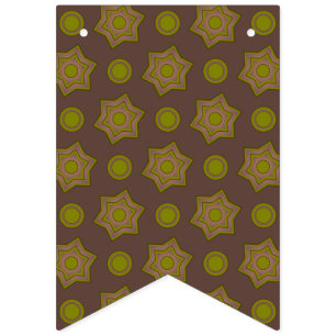 Stars and circles in brown and green bunting flags