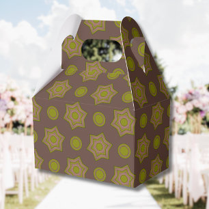Stars and circles in brown and green favor box