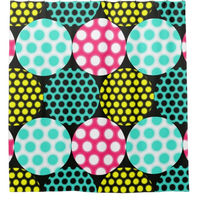 Stars and circles, multicolor pop pattern. (Front)