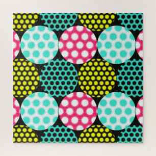 Stars and circles, multicolor pop pattern. jigsaw puzzle