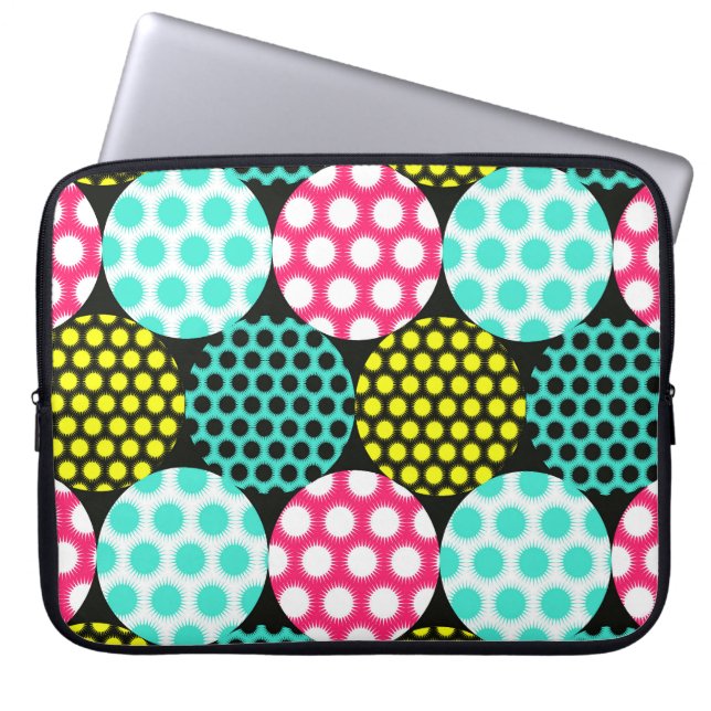 Stars and circles, multicolor pop pattern. laptop sleeve (Front)