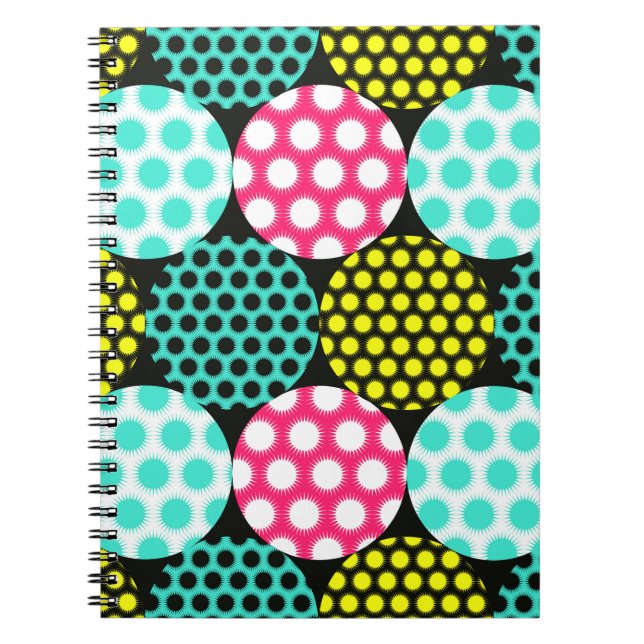 Stars and circles, multicolor pop pattern. notebook (Front)
