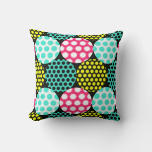 Stars and circles, multicolor pop pattern. throw pillow