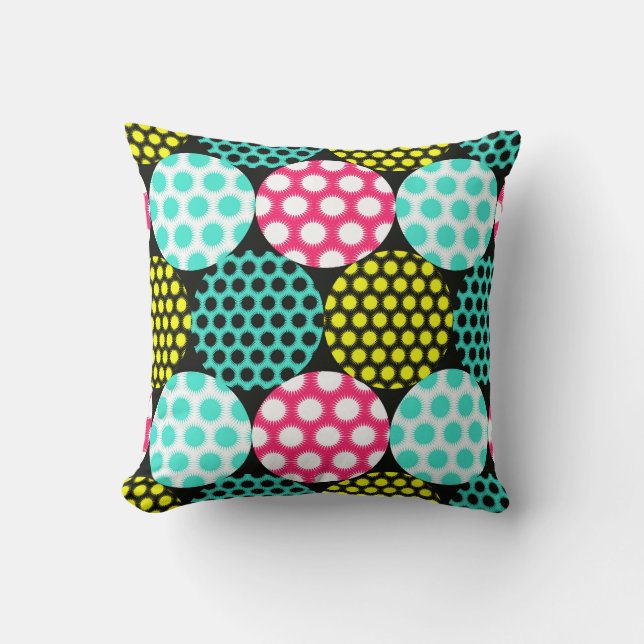 Stars and circles, multicolor pop pattern. throw pillow (Front)