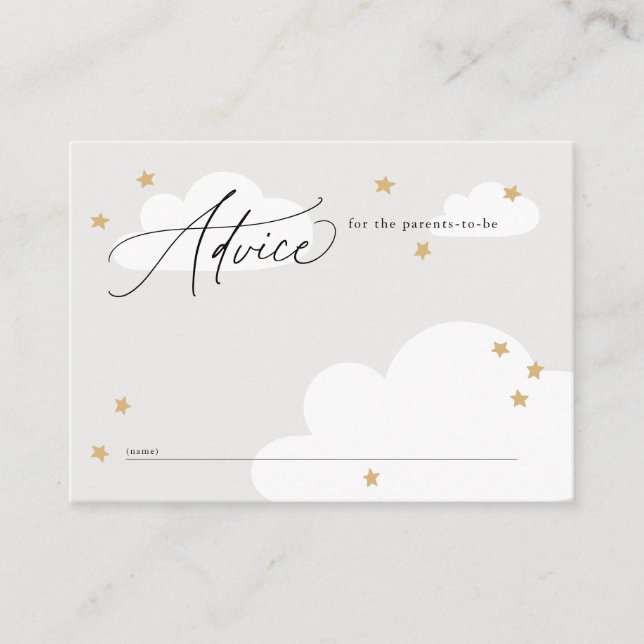 Stars and Clouds Neutrals Grey Baby Shower Advice Enclosure Card (Front)