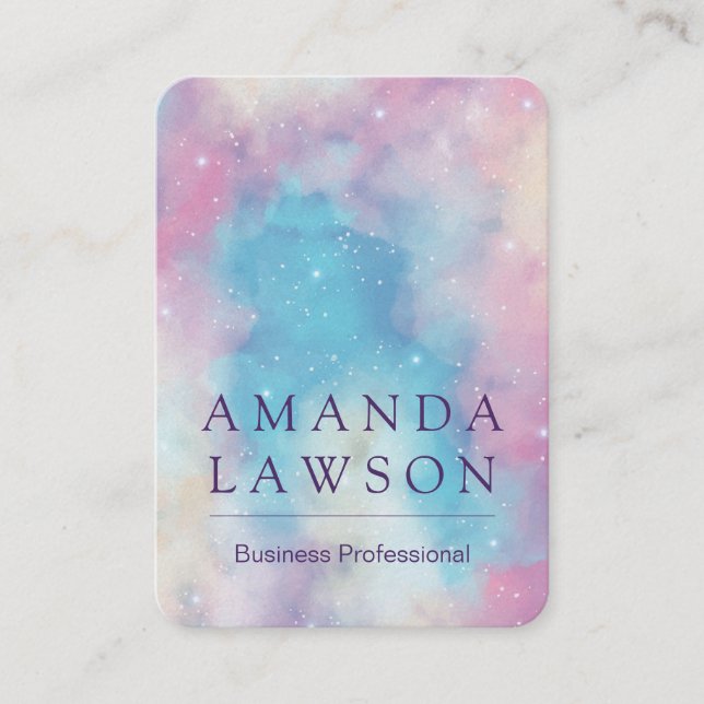 Stars and Colourful Clouds Background Appointment Card (Front)