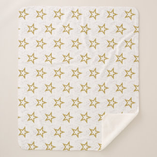 Stars And Confetti Pink, Gold And White Elegant Sherpa Blanket