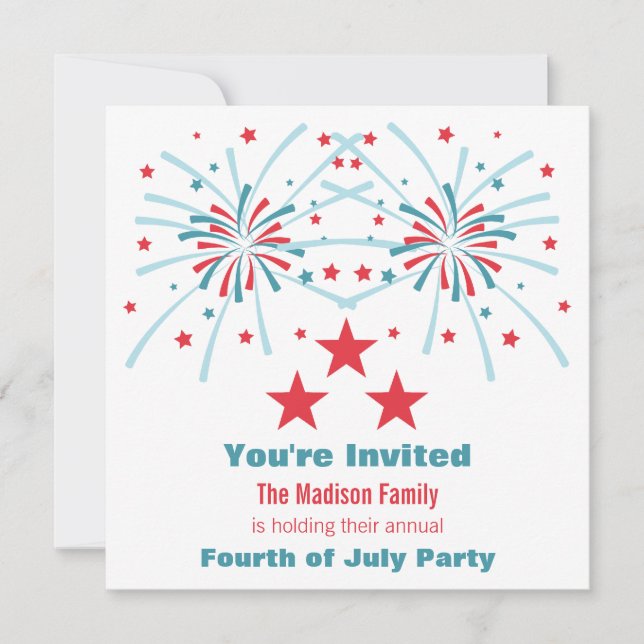 Stars and Fireworks Invite (Front)