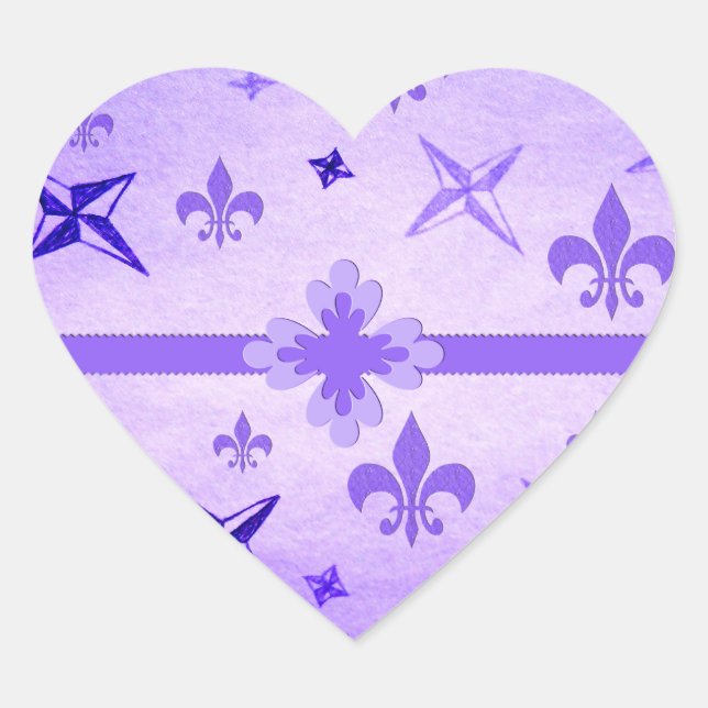 Stars and Fleur De Lis Heart Sticker (Front)