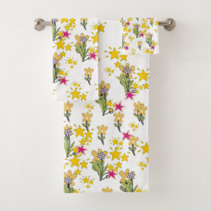 Stars And Flowers Bath Towel Set