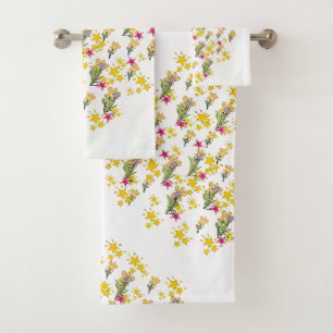 Stars And Flowers Diagonal Bath Towel Set