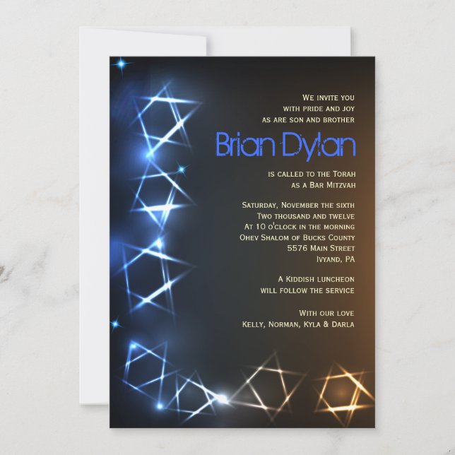 STARS and LIGHTS Bar Bat Mitzvah Invitation (Front)
