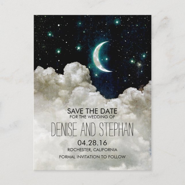 Stars and Moon Enregistrer la date Cartes postales (Devant)