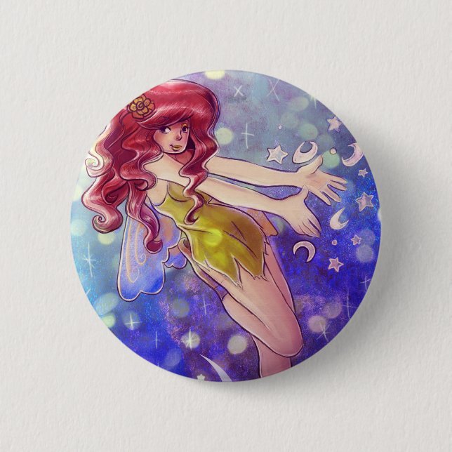 Stars and Moon Fairy 2 Inch Round Button (Front)