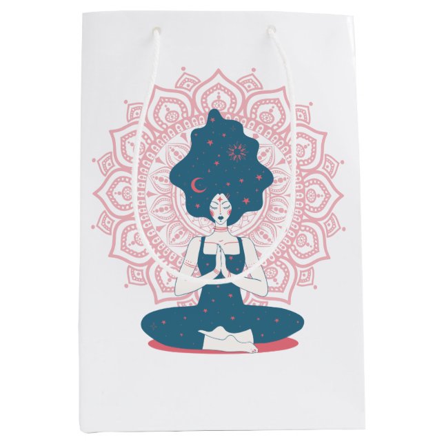 Stars and Moon Hair Vanilla Mandala Medium Gift Bag (Front)