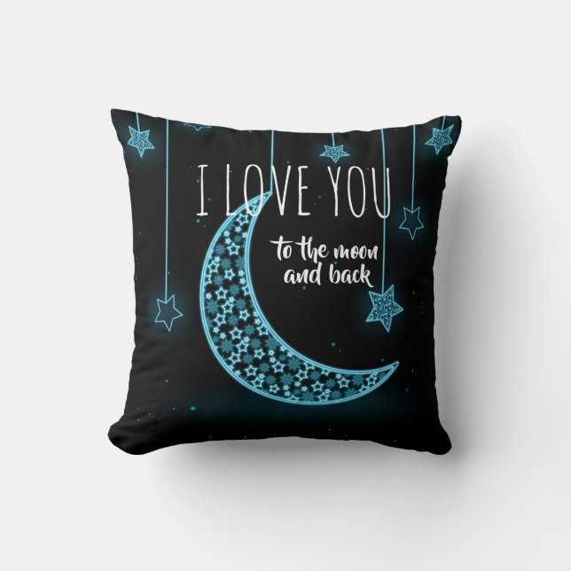 Stars and Moon with Quote Throw Pillow (Front)