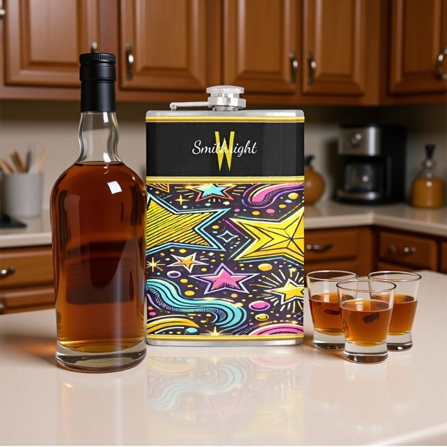 Stars and Patterns Brighten the Night Hip Flask (Creator Uploaded)