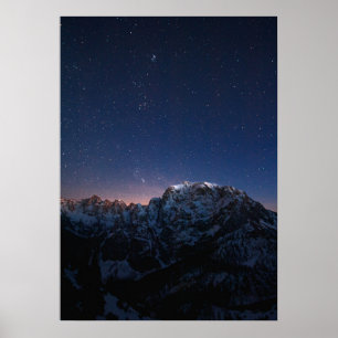 Stars and snowy mountains poster
