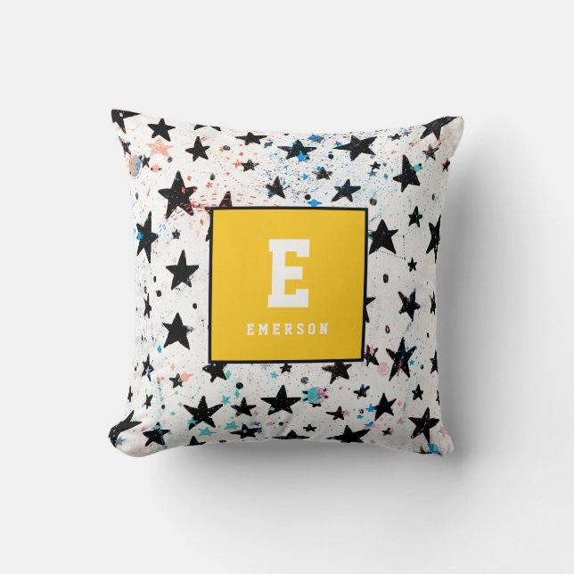 stars and space fun astronomy pattern throw pillow (Front)