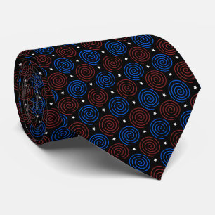 Stars and Spiral in Red, White and Blue Tie