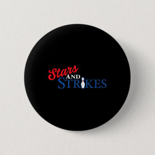 Stars And Strikes Bob Bowling Team American Colour 2 Inch Round Button