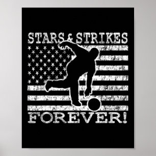 Stars And Strikes Forever Bowling American Flag Bo Poster