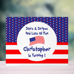 Stars and Stripes 1st Birthday Acrylic Sign