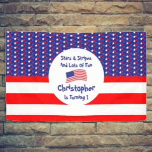 Stars and Stripes 1st Birthday Banner